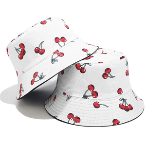Chapeau Bob Unisexe Imprimé Cerises Printemps-Été Décontracté pour Adulte Motif Fruits Style Popeline Polyester - Product Image 2