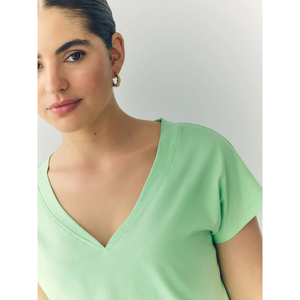 Camiseta de Manga Corta con Cuello Redondo para Mujer, Color Verde Claro, 100% Algodón, Corte Regular, Color Sólido Informal, Transpirable, Anti-UV, Ecológica, de Secado Rápido - Product Image 6