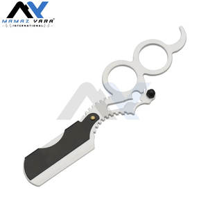 Navaja de afeitar de barbería de hoja recta única con mango de anillo para hombre, para uso en salón y hogar, blanca y negra - Product Image 4