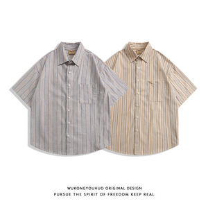 เสื้อเชิ้ตผู้ชายผ้าซาตินโพลีเอสเตอร์/คอตตอนถักทอระบายอากาศสำหรับฤดูร้อน น้ำหนัก 160 กรัม แบบลำลอง ป้องกันรอยยับ กระดุมเดี่ยว ปกคอพับได้ - Product Image 2