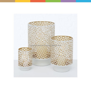 เชิงเทียนแกะสลักสีทองทรงกลมสำหรับวางเทียนทีไลท์ตั้งโต๊ะในบ้านของตกแต่งงานแต่งงาน - Product Image 3