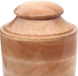 Classic cylinder shape wooden cremation urn handcrafted memorial vessel smooth polished wood urn <b>tall</b> round body funeral urn - Product Image 4