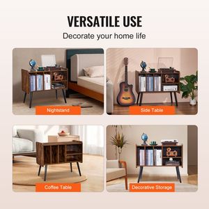 Armadietto da 220 in vinile marrone Vintage che tiene giradischi supporto ripiani rimovibili regolabile in altezza per soggiorno camera da letto - Product Image 6