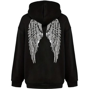 Sweat à capuche zippé 100 % coton, coupe classique, avec paillettes et strass, fabricant OEM ODM avec logo personnalisé, haute qualité, séchage rapide - Product Image 2