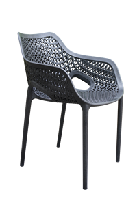 Sillón Lounge Obsidian Noir Lattice |   Asiento Curvo Apilable de Polipropileno para Todo Clima con Respaldo Dividido, Premium Comercial - Product Image 2