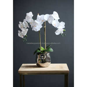 Set/2 En Aluminium En Métal plaqué Or Diamant bords et forme ronde design ultime Pot De Fleurs Décorations de Table - Product Image 2