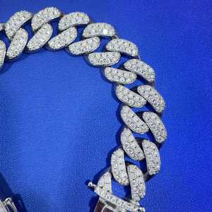 Chaîne cubaine en moissanite couleur D VVS, en argent sterling 925 plaqué or, bracelets unisexes tendance, Dvars Diamond DMB-59 - Product Image 6