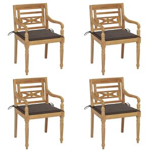 4 chaises Batavia en bois de teck massif avec coussins - Product Image 1