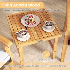 Set Bistrot da Esterno in Legno di Acacia, Collezione di Mobili da Giardino in Rattan PE a 3 Pezzi - Product Image 6