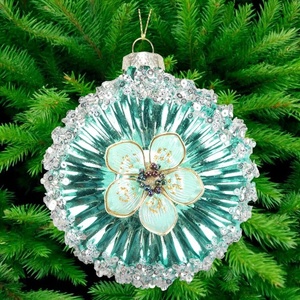 Décoration de Noël et du Nouvel An en gros : Ornement semi-fin en verre mercure bleu, rouge, vert, violet, or, avec finition argentée et guirlande de paillettes - Product Image 4