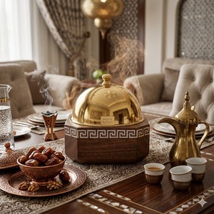 Luxury Walnut Wood Hotpot with Stainless Steel Interior 3pcs Casserole Set Mother of Pearl Inlay Teak Finish Food Warmer at Bulk - Product Image 4