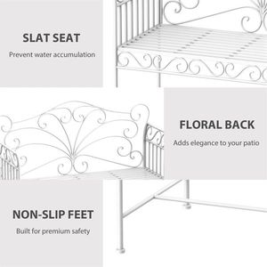 Panca da Esterno Bianca con Braccioli per Giardino e Patio - Product Image 4