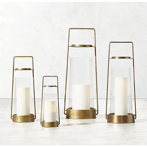 <b>Brass</b> <b>Lantern</b> with Glass Cylinder Candle Holder for Home Decoration Heat Resistant Votive Stand Designer Candle Holder - Product Image 2