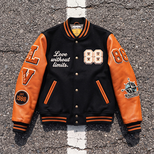 Chaqueta Varsity de Lana Personalizada para Hombre con Cierre de Botones de Cuerno, Logotipo Frontal, Ecológica, Informal, de Invierno, Estilo Béisbol - Product Image 6