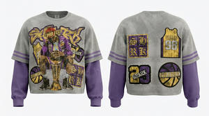 Offre Spéciale – T-shirt Hip-Hop Tendance à Double Manches et Col Montant, Respirant, Confortable, Coupe Ample et Oversize, Personnalisable, 100% Coton - Product Image 4