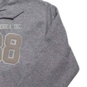 Sweat à capuche graphique Heather Grey 1938 à manches longues avec poche kangourou et imprimé numéroté, style décontracté streetwear pour jeunes - Product Image 2