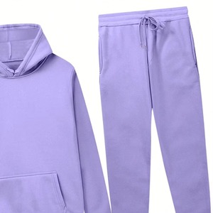 Custom Lavender Purple <b>Tracksuit</b> OEM ODM Pullover Hoodie Jogger Set Unisex Winter Fleece Casual Sportswear Wholesale - Product Image 6