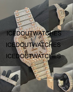 Reloj Hip-hop con Moissanita VVS, Caja Cuadrada, Resistente al Agua 10 Bar, Correa de Acero Inoxidable, Cristal Personalizado, Totalmente Cubierto de Piedras - Product Image 1