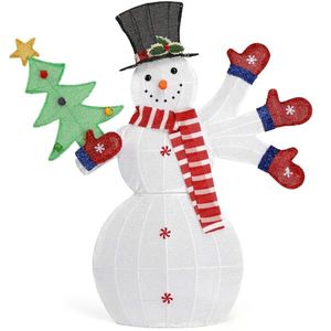 Pre-Lit 2D Snowman Waving Hands 170 LED Warm White Lights Christmas Yard Decorations Lighted Outdoor Inflatable Holiday Decor - Product Image 2