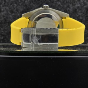 Luxury Men's <b>Automatic</b> Watch Stainless Steel Fluted Bezel BlackDial Yellow Rubber Strap Business Sport MechanicalWristwatch 41mm - Product Image 4