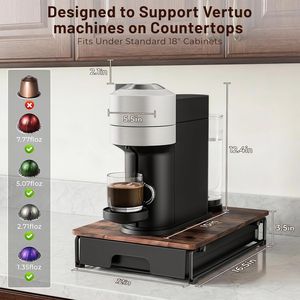 Organizador de Estación de Café de Madera Rústica para Encimera, Cajón de Almacenamiento de Gran Capacidad para Cápsulas Nespresso VertuoLine - Product Image 2