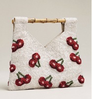 Tas Selempang Bordir Bohemian Modern India, Buatan Tangan, Berhias Manik-Manik, Ringan, Kapasitas Besar, Tas Wanita untuk Acara Malam