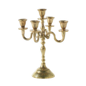 Candélabre de mariage moderne à trois piliers Bougeoir à cinq bras en métal et aluminium Décoration de table de mariage - Product Image 2