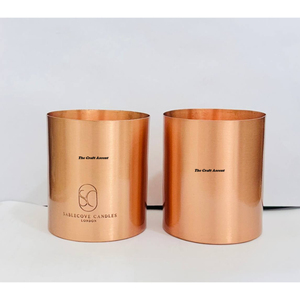 Handmade Copper Metal Candle Jar With Lid Brushed Rose Gold Empty Candle Vessel For Soy <b>Wax</b> Custom Logo Private Label Home Decor - Product Image 1