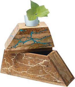 Maceta Piramidal de Madera Pulida, Decorativa, para Mesa, Decoración del Hogar, Moderna, y Urnas Decorativas de Resina para Funerales - Product Image 1