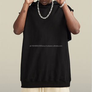 Sweat à capuche sans manches avec logo personnalisé, poids lourd 300-500GSM, surdimensionné 100% coton, impression 3D graphique, sweat-shirts à capuche pour hommes - Product Image 2