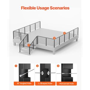 Palo per Ringhiera a Cavo Angolare a L da 42x2x2 Pollici con Fori Pre-Forati, in Acciaio Inossidabile, per Accessori Esterni - Product Image 5