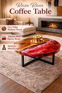 Luxury <b>Epoxy</b> Resin River Coffee <b>Table</b> Handmade Wood and Resin Center <b>Table</b> for Modern Living Room Decor - Product Image 6