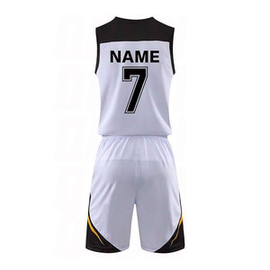 Ensembles d'uniformes de basketball respirants et à séchage rapide, cousus avec soin, blanc et noir, design par sublimation personnalisé, maillot et short - Product Image 2