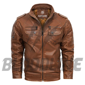 Bloodline Men's Brown <b>Leather</b> <b>Jacket</b> With Fleece Lining Zipper Closure Classic Style <b>Winter</b> Wear - Product Image 6