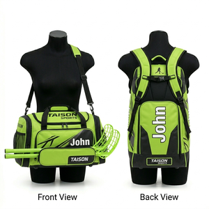 Sac de Floorball pour Femmes, Polyester Haute Densité 600D, 300 GSM, Vert Néon, Noir, Multi-Panneaux, Sac de Sport, Impression Personnalisée par Sublimation, Logo - Product Image 1