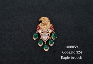 Broche Aigle 08059 Plaqué Or Alliage de Zinc Double Pierre Zircon Cubique Taille Émeraude Sertissage Clos Bijoux de Mode Masculine G - Product Image 3