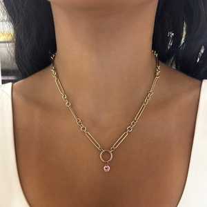 Heart Cut Pink Sapphire Gemstone Charm Bezel Set 14k 18k <b>Solid</b> <b>Gold</b> Minimalist Dainty Elegant Layering Jewelry <b>Pendant</b> Wholesale - Product Image 2