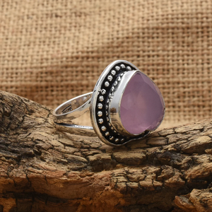 Heart Shape Pink Rose <b>Quartz</b> Silver <b>Ring</b> 925 Sterling Silver Bezel Setting Natural Gemstone <b>Ring</b> Heart Shape Wedding <b>Ring</b> - Product Image 4