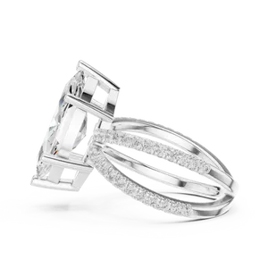 Bague de fiançailles en diamant de laboratoire taille marquise, or massif 18 carats, certifiée IGI, VVS E-F, à tige fendue, bijoux de luxe pour femme - Product Image 4