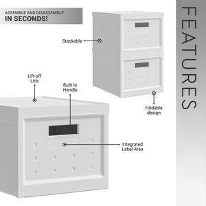 Set di Scatole Pieghevoli Impilabili con Doppio Coperchio per Organizzazione Casa o Ufficio - Product Image 3