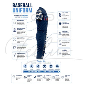 Uniforme de Béisbol Personalizado para Adultos, Transpirable, 100% Poliéster, Estampado, de Alta Calidad, Personalizable, Nuevo, al Mejor Precio - Product Image 5
