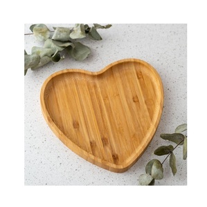 Heart Shaped Wooden Dish Durable Bamboo Dessert Platter for Valentine's Day and Special Occasions Multi Purpose <b>Tray</b> - Product Image 1