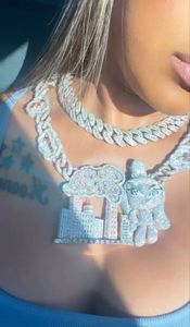 Fashionable Iced Out Cuban Link Chain for Women's Moissanite Hip Hop Jewelry <b>Statement</b> <b>Necklace</b> 18K Gold Plated Silver - Product Image 1