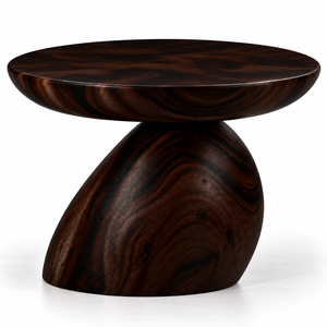 Luxury Artistic Solid Suar <b>Wood</b> Contemporary Organic Orvella Side <b>Table</b> Sculptural Pedestal Accent Furniture for Living Room - Product Image 1