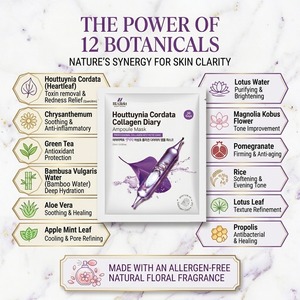 Masque en feuille coréen au collagène et à l'Houttuynia Cordata 29ml – Anti-âge, Soin des pores, Apaisant, Éclaircissant, Niacinamide pour le visage - Product Image 5