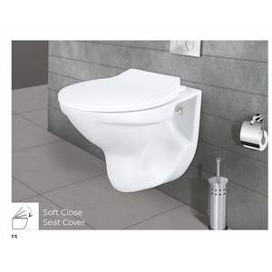 Inodoro suspendido de pared con forma sigma, moderno y avanzado, de 490x365x370 mm, de cerámica, para uso comercial en baños. - Product Image 5