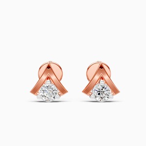 Pendientes solitarios con diamante cultivado en laboratorio de 0.19 quilates, sin uniones visibles, en oro amarillo, blanco y rosa de 9 quilates. - Product Image 1