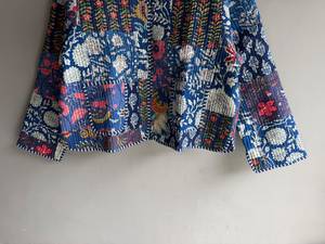 Bohemian Patchwork Cotton Jacket <b>Women</b> V-Neck Three Quarter Sleeve Hand Embroidered Floral Open Front Casual Outerwear gift - Product Image 6