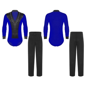 <b>Mens</b> Latin Ballet Dance Outfits Practice Wear <b>Bodysuit</b> And Long Pants <b>For</b> Ballroom Chacha Tango Dance Performance Themed Parties - Product Image 5