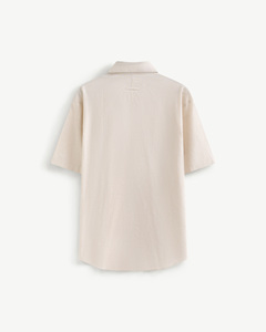 High Quality Men's Short Sleeve Turn-down Collar <b>Single</b> Button Solid Knitted Breathable 100% Cotton Seersucker Regular Casual - Product Image 2